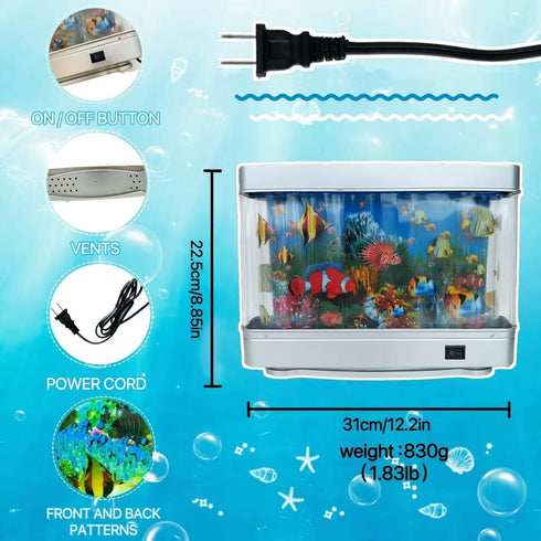 XiaYiTL 80s Fake Fish Tank Lamp - Moving Aquarium Night Light with Virtual Ocean Effect, Retro Design for Adult