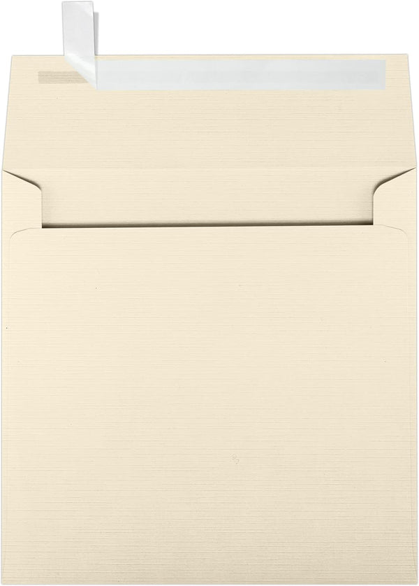 LUXPaper Square Invitation Envelopes | Natural Linen | Peel & Press | 6 1/2" x 6 1/2" | 80lb. Text | 50 Qty