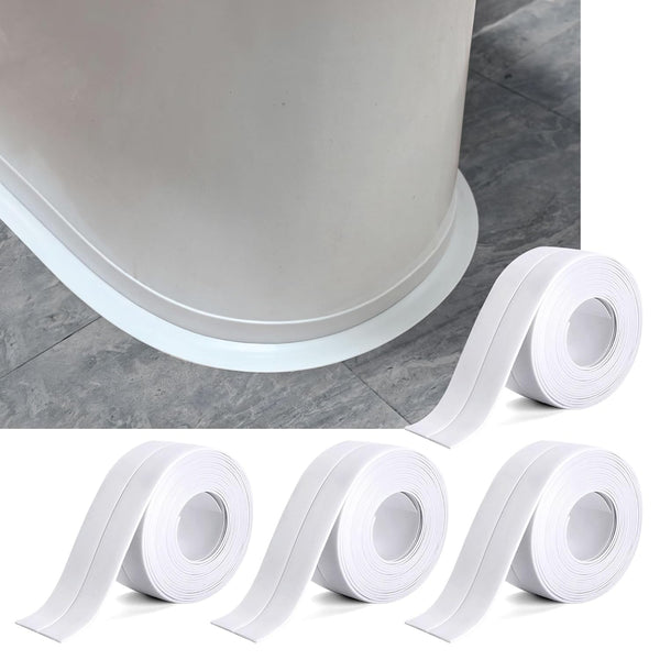 White Caulk Tape, Bath & Kitchen Self Adhesive Waterproof Caulking Tape, Toilet Caulk Strip, 4-Roll