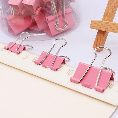 Pink Binder Clips, Assorted Sizes Set (Small, Medium, Large) for Office School and Home Supplies