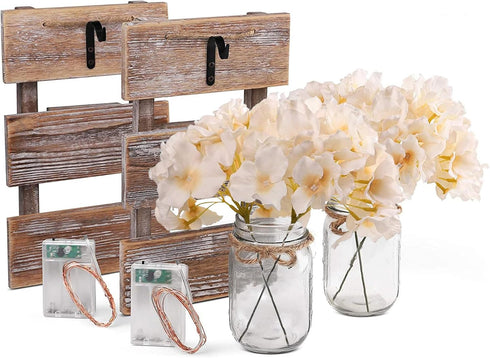 2pcs, 9.8FT 4Flowers, Wall Sconce Decor Mason Jar Wall Sconce Farmhouse Home Decor with LED Fairy Lights Modern Art