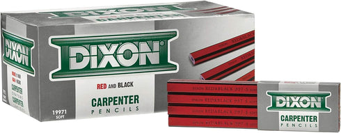 DIXON Industrial Carpenter Pencils, Soft Graphite Core, Red/Black, 7", 12-Pack