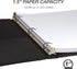 Samsill 1.5 Inch 3 Ring Binder, Black Leather with Contrast Stitching, 8.5 x 11 Inch, Notebook Binder, Portfolio