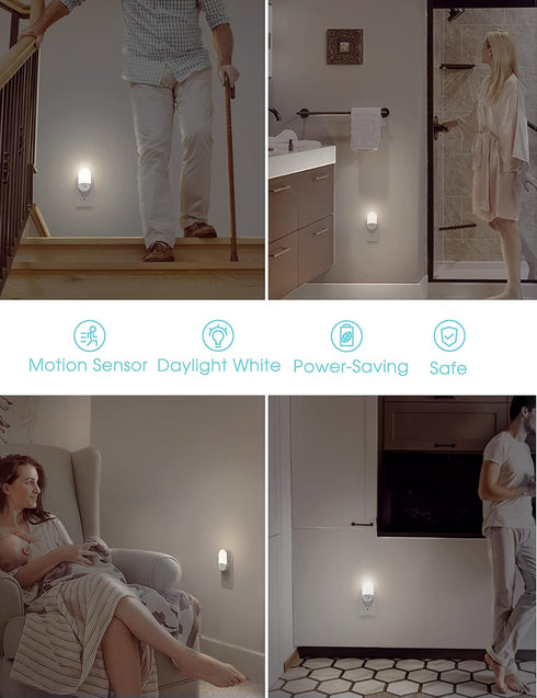 5000K 4 Pack L LOHAS LED Motion Sensor Night Light Plug in, Motion Activated Night Light, Daylight White, Night Lights