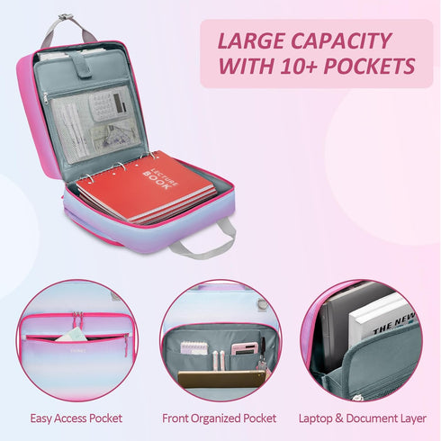 Ytonet Zipper Binder 3 Ring, 3 Inch Binder with Zipper, Fits 15.6 in Laptop, 600 Page Multi-Pocket Organizer