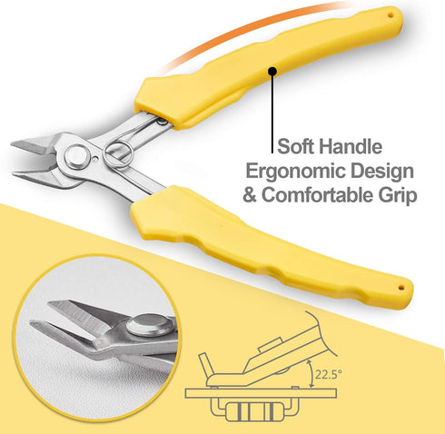 DOWELL Flush Cutter Micro Wire Cutters 5 Inch Stainless Steel Precision Side Cutting Pliers for Soft Wires