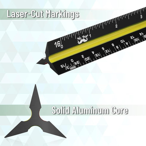 Mr. Pen Architectural Scale Ruler, 12 Inch, 3 pcs, Engineering Scale for Blueprints & Drafting