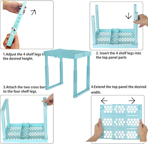 Pack 2 Locker Shelf Adjustable Height and Width, Locker Organizer for Work, Locker Shelves for School Locker