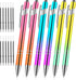 AUAUY 6PCS Ballpoint Pens, 2 in 1 Stylish Metal Stylus Pen with 12 Refills, Black Ink Medium Point