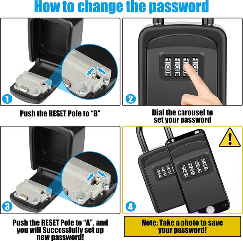 Lock Box, Diyife Key Lock Box for 5 Keys, Portable 4-Digit Combination Waterproof Key Safe for Home Garage Office (2
