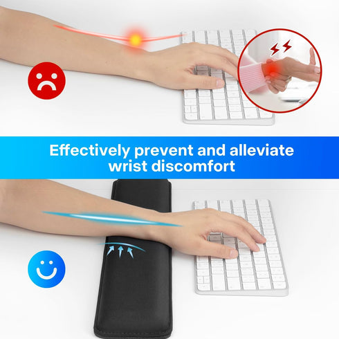 Yolanda Keyboard Wrist Rest/Pad, Cooling Gel, Stitched Edges, Ergonomic Keyboard Accessory, Black