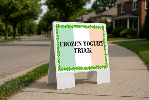 Frozen Yogurt Truck St. Patrick'S Day Irish Clover Flag A-Frame Double Sided