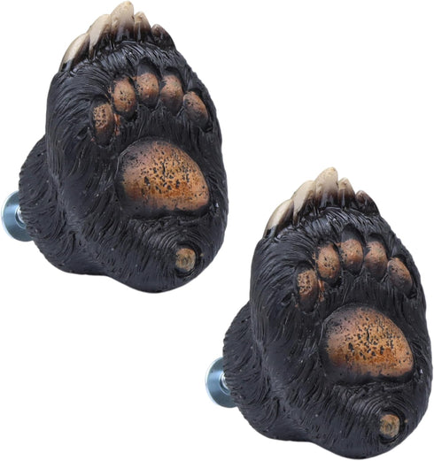 Needzo Black Bear Paw Drawer Knob Pulls, Rustic Cabin Accessory for Cabinets, Pack of 2
