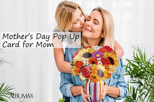 ALBUMAX 3D Pop Up Flower Bouquet Greeting Card with Colorful Vase, Cute Booming Sunflowers Roses Bouquet Birthday Gift