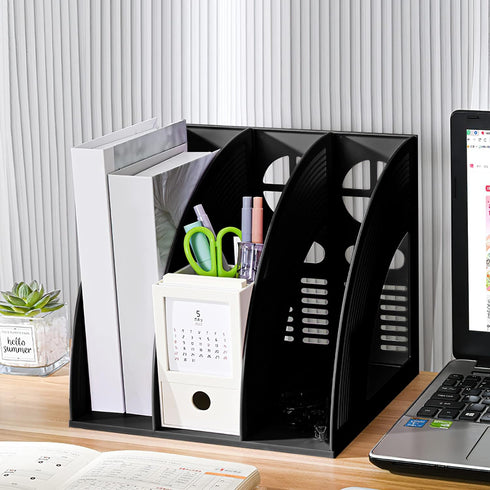 Lemical 3 Compartments Open Section Magazine File Holder, Desk Organizer for Document Storage