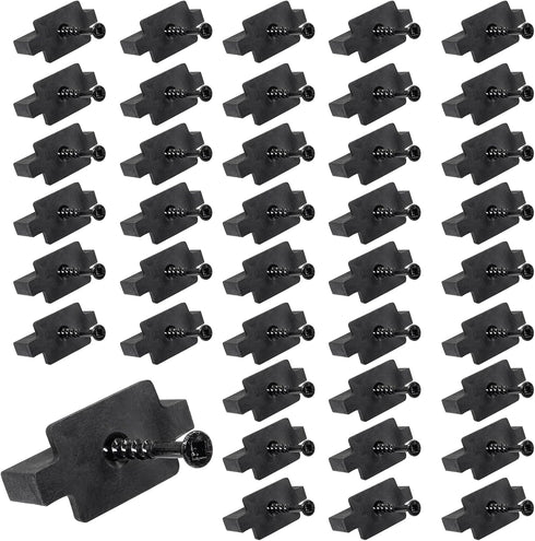 50Pcs Black Nylon Plastic Hidden Fasteners Clips for Deck Fastening, Universal Deck Fastener Clips with Metal Screws