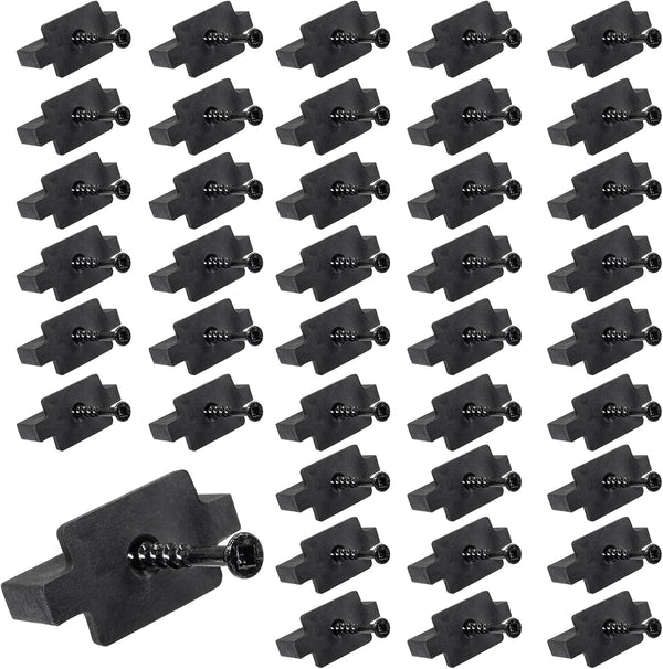 50Pcs Black Nylon Plastic Hidden Fasteners Clips for Deck Fastening, Universal Deck Fastener Clips with Metal Screws