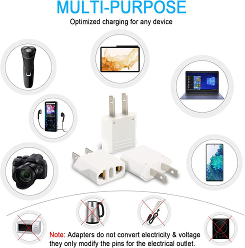 6 Pack European to US Plug Adapter, EU to US Power Plug Converter, 220v to 110v Adapter for Travel, American Plug