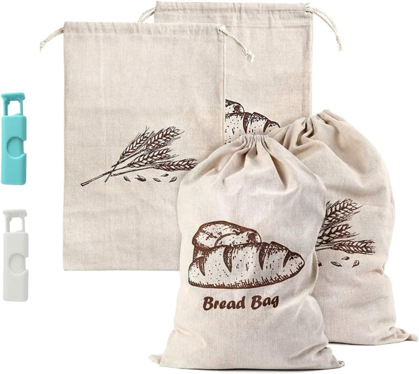 SPERO SPERA Bread Bags, 2-Packs Linen Bread Bags for Homemade Container, 17.311.6 Inches Unbleached&Reusable