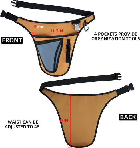 KUNN Garden Tool Waist Belt, 4 Deep Pockets Tool Apron for Gardening, Electricians, Florists, Plumbing