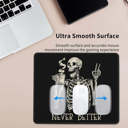 Skull Mouse Pad for Desk, Cute Skeleton Design, Funny Waterproof Mousepad for Office Laptop, Non-Slip Rubber Base