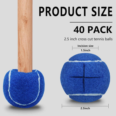 40 Pack Chairs,2.5inch Magicorange Precut Tennis Balls Bulk for Tennis Ball Chair Leg Covers for Furniture Foot