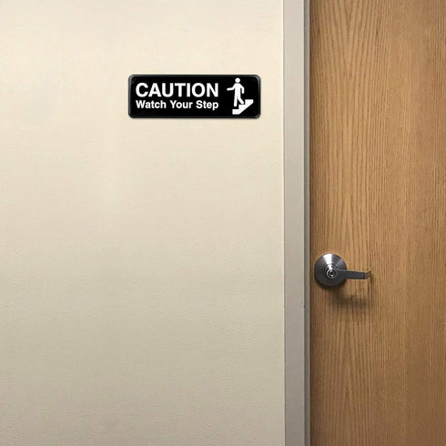 Excello Global Products Caution Watch Your Step Sign - Informative Plastic Sign for Indoor Outdoor Use