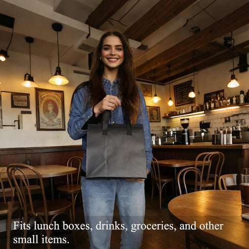 Chanseen 12Pcs Disposable Insulated Lunch Bag Cooler Bag Thermal Grocery Take Away Bags for Food Delivery Party Drink