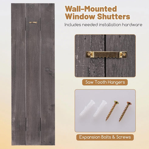GOFLAME Wood Shutters for Wall Decor, Reclaimed Wood Board and Batten, Exterior & Interior Rustic Farmhouse Window