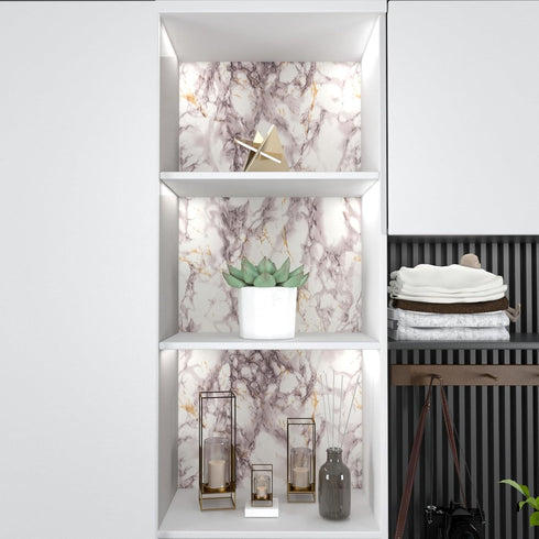 VIOPVERY White Marble Peel and Stick Wallpaper 15.7"x197" - Waterproof Self-Adhesive Contact Paper for Kitchen Desk and