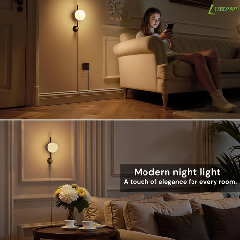 Dimmable 0-100LM 3000K 4.92ft L LOHAS LED Night Lights Plug into Wall, Night Light, Dusk to Dawn Sensor, Adjustable