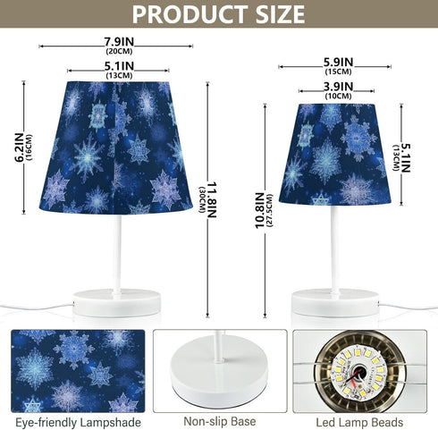 Kcldeci Snowflakes Blue Bedside Table Lamp for Bedroom Farmhouse Lamps for Living Room Night Light for End Table