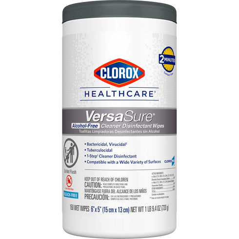 CLOROX Healthcare VersaSure Cleaner Disinfectant Wipes, 6" x 5", 150 Count Canister