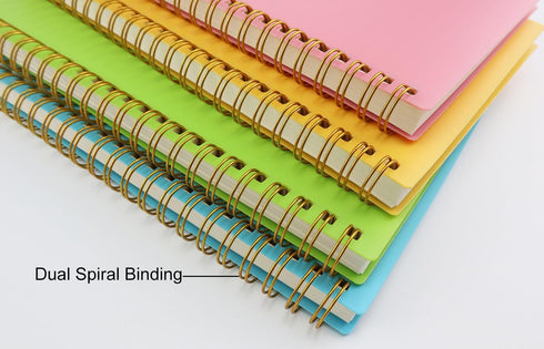 Spiral Notebook Journal, 5.5" x 8.5" Plastic Hardcover College Ruled Notebook with 4 Colors, 80 Sheets / 160 Pages for
