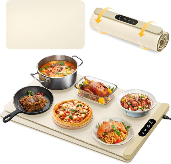 Food Warming Mat with Protective Table Mat, Graphene Fast Full-Surface Heating Mat,