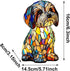 Generic 6.3inch Rainbows Pup Lamp Stained Glass Resin Dog Table Lamp, USB Powered LED Night Light for Bedroom, Desk