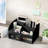 Desk Organizer with 6 Compartments and 2 Drawers, Plastic Makeup Organizer, Pen Holder for School, Home, Office Supplies