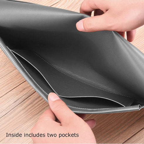 Enyuwlcm PU Leather A4 File Folder Document Holder with Snap Closure for Receipt Contract, Gray