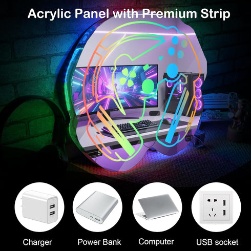 Gaming Neon Sign Smart Mirror LED Light with APP Control and Music Sync Color-Changing Gamer Wall Sign for Game Room