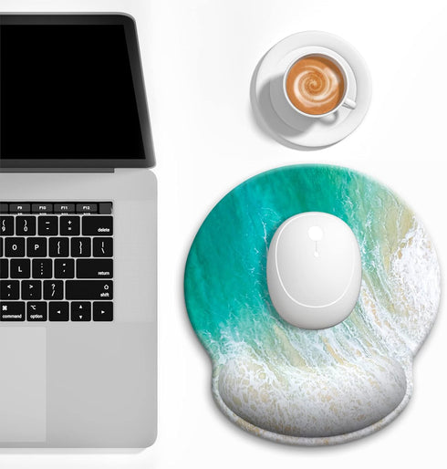 Ergonomic Mouse Pad with Wrist Support, Beach Style Memory Foam Mouse Pads, Cute Office Accessories Decor, Pain Relief