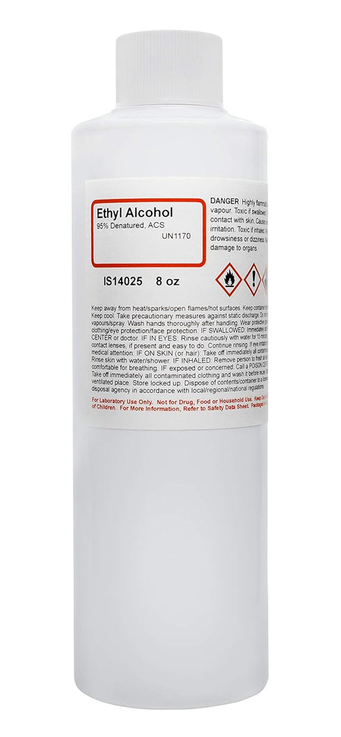 Aldon ACS Reagent Grade 95% Denatured Ethyl Alcohol, 8 Ounce - Not for Use on Body or Skin