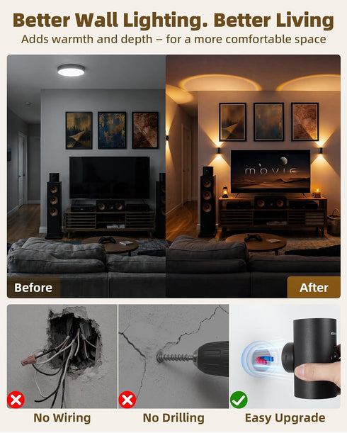4000mAh 3 12 1 Pack) EZVALO Motion Sensor Wall Sconce with Remote, Rechargeable Battery Operated Wall Light, CCT & RGB