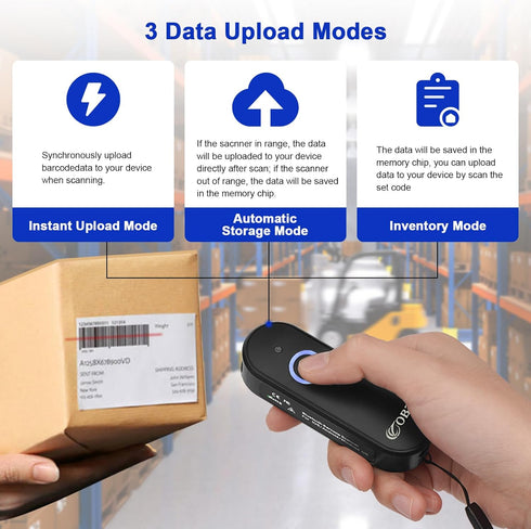 OBZ Mini 2D Bluetooth Barcode Scanner, 2.4G Wireless Handheld 1D 2D QR Code Scanner for iOS Android Windows iPhone iPad