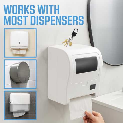 Set 10 1100, 2055, 74, 770301, E114, 3-in-1 Universal Paper Towel Dispenser Key + Retractable Key Chain - Pcs