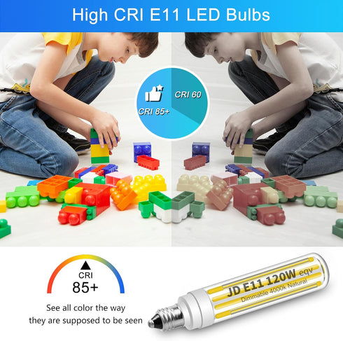 Dimmable JDE11 120V 100W 120W Bulb Equivalent,T4 E11 Bulbs Dimmable,4000K White,12W 1300LM JDE11 Bulbs,2 Packs Updated