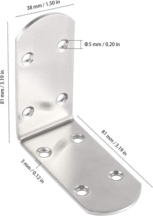 16 3 3 Inch 90 KEILEOHO PCS Heavy Duty L Brackets, x L Corner Brace, Stainless Steel L Bracket, Degree Angle Shape