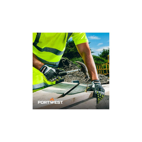 Portwest A722 Anti Impact Safety Work Gloves, Cut Resistant, Gray/Black, Large