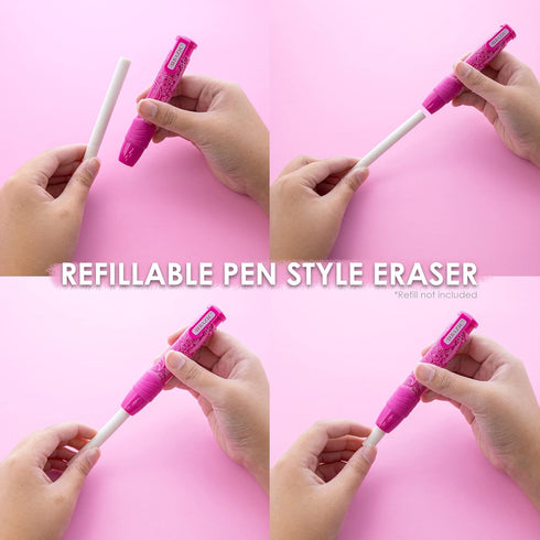 BAZIC Retractable Stick Erasers Paisley, Mechanical Pencil Eraser, Large Size Click Eraser for Art Drawing (2/Pack)