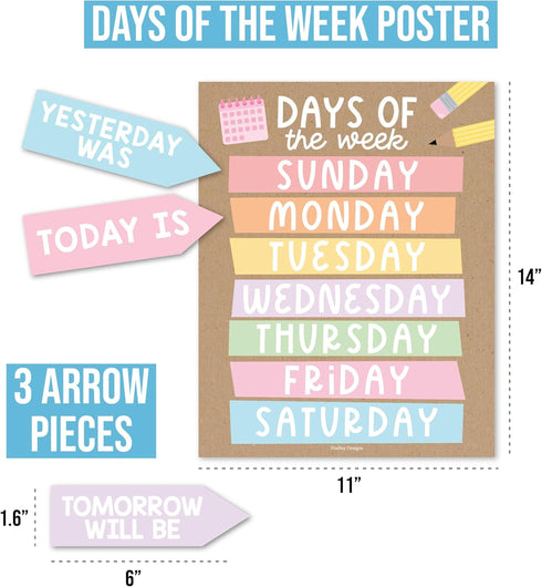 Rustic Classroom Calendar Set Bulletin Board, Teacher Calendar for Elementary Preschool Classroom School Calendar