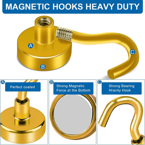LOVIMAG Cruise Ship Essentials, 80Lb Magnetic Hooks for Cruise Cabins, Strong Hanging Hooks (12 Pack)